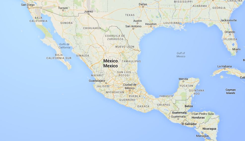 Meksikon kartta.
