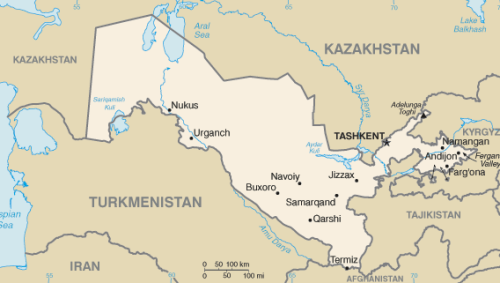 Uzbekistan, kartta